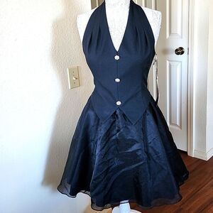 Jessica Howard Midi Tuxedo Formal Dress Sayin And Tulled Skirt Size 8